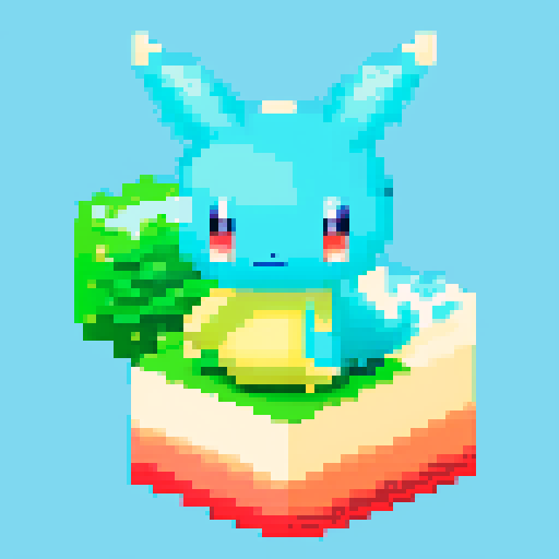 Pokemon style water type starter, no background