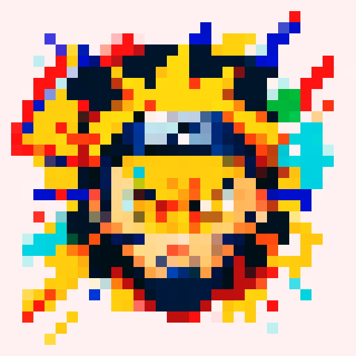 Naruto anime mask, vibrant colors, detailed pixel art, sRGB palette, fierce expression, intricate patterns, stylized shadows, dynamic motion, iconic symbol, textured brush strokes