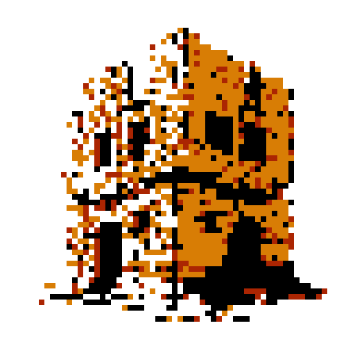 crumbling brick stand-alone structure seen from a head-on 2d flat perspective. Simple style, thick black lines, white background.