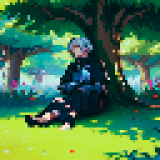 JRPG Knight sleeping under a tree