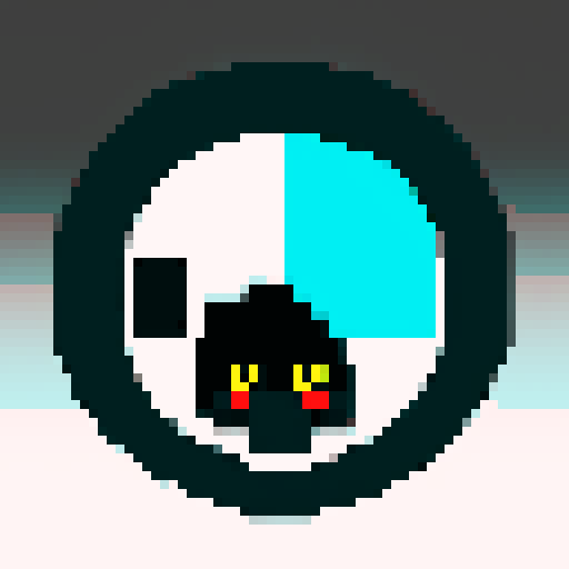 pixel art circle, black outline, simple two color shading on the circle
