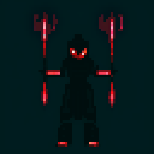 "Futuristic samurai wielding neon swords slashes through an army of metallic robots, their sleek forms rendered in vibrant pixel art."