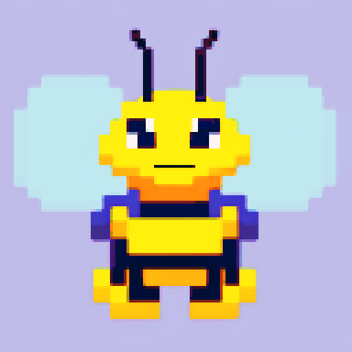 antropomorphic smiling bee in pants