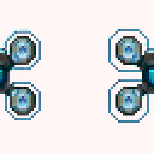 sci-fi, futuristic, sprite sheet, drone, transparent background, improved graphics, pixel art, sRGB