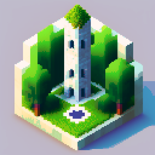 large white marble Wizard's Tower, hex map icon.