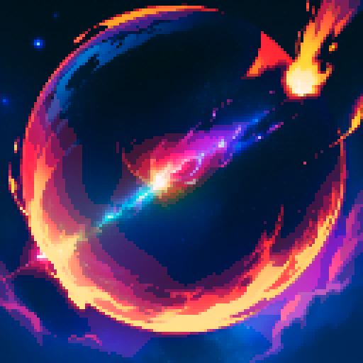 spaceship, sideview, vibrant galaxy, swirling nebulas, twinkling stars, pixel art, srgb