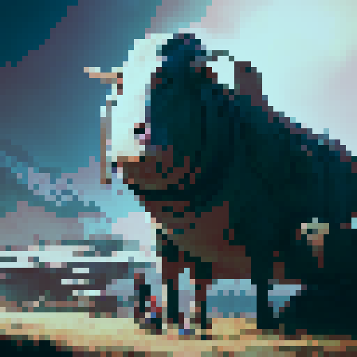 an old Farmer with dirty clothes stand in Farm near cows and goats realistic image