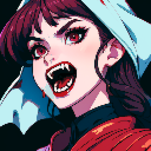 vampire sucking blood from a person's neck, closeup of fangs