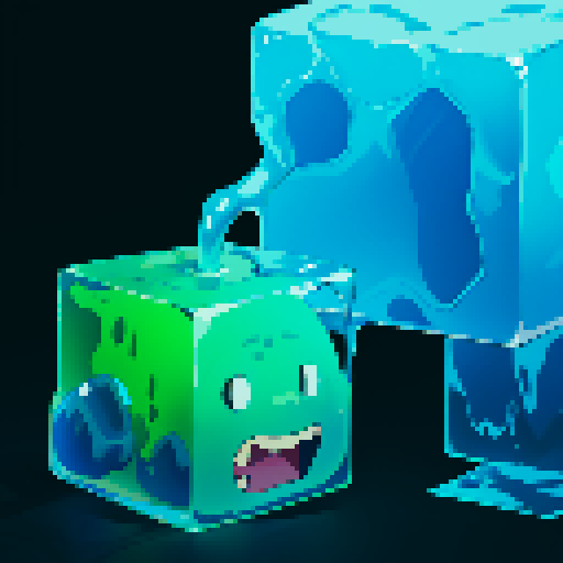 Blue Slime cube, Gelatinous cube, giant Slime, big slime, big slime cube