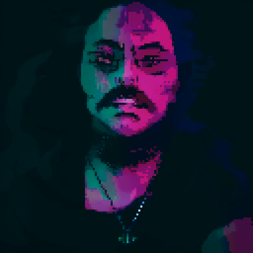 Synth wave pixel art profile pic