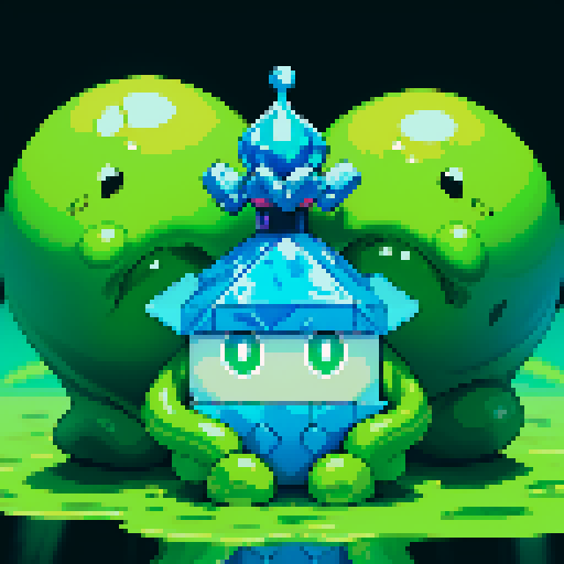 Gelatinous cube, Slime, wearing crown