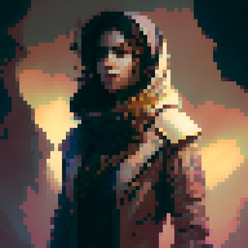 Female necromancer, tall, dark, conjuring ethereal spirits in a fantasy RPG