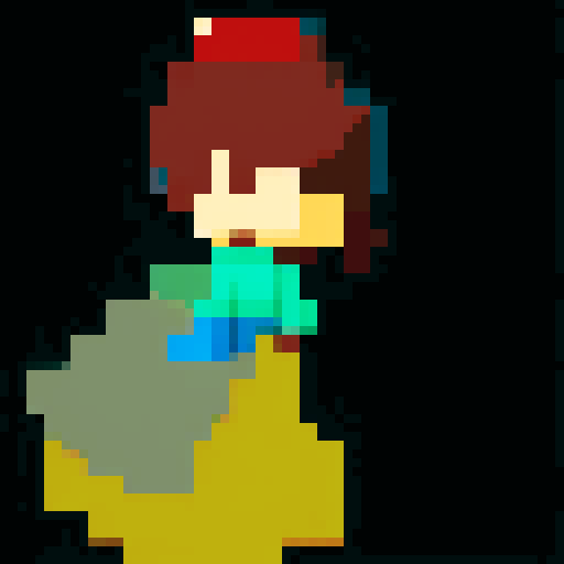 Back view of character.