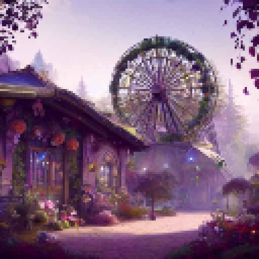My Magic Garden Theme park with Faris wheel,  carousal , characters with Sand, rocks, moss, flowers