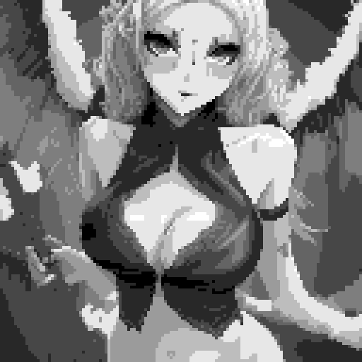 lustful succubus, skin tight lace, deep v-neck crop top, demonic scythe, pixel art, sRGB