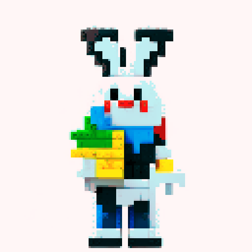 Bugs Bunny, pixelated, Lego, vibrant color palette, sRGB