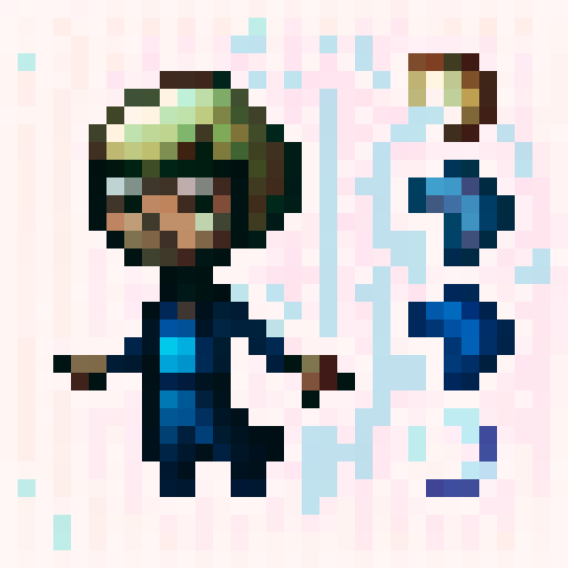 indie style game character, chibi style, first person