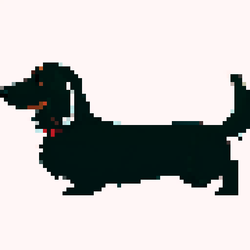 Long Haired Dachshund dog, side on, long, brown.