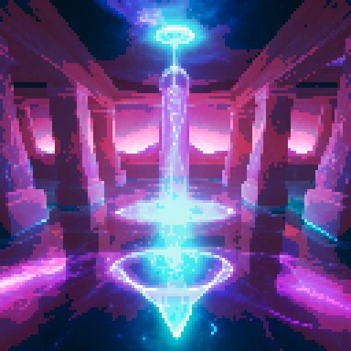 A mystical psychic training battleground with a glowing rune-covered floor dominating the foreground, slightly tilted upward for depth. The bottom-left corner is clear and open for a player's perspective, while the middle-right features floating crystals, arcs of energy, and subtle glowing particles. The background blends into swirling purple and pink cosmic clouds with faint stars, creating a serene yet supernatural atmosphere. Balanced light beams highlight key elements without overwhelming
