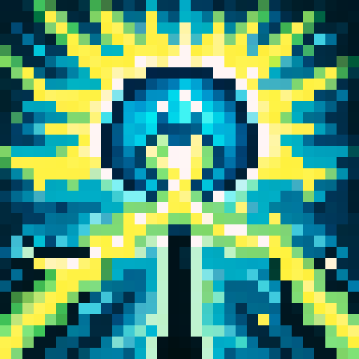 Frostbolt, a dazzling blue bolt of ice, crackling with energy, frozen in time as a 32x32 pixel game icon, rendered with skillful pixel art in sRGB colors, captured in a close-up portrait.