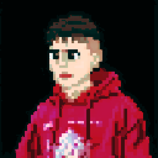 boy with a Christmas hat, pixel art, sRGB