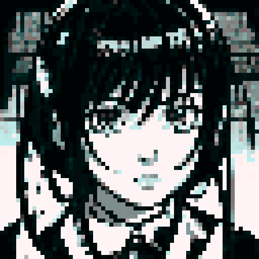 Anime style woman in black and white