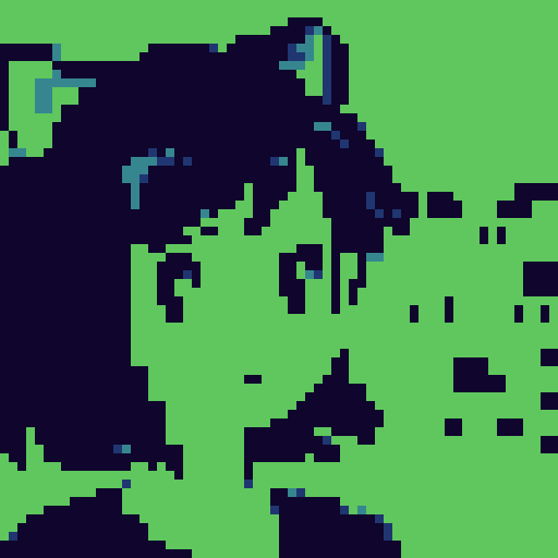 simple anime girl, short hair, pixel art, old computer screen style, sRGB