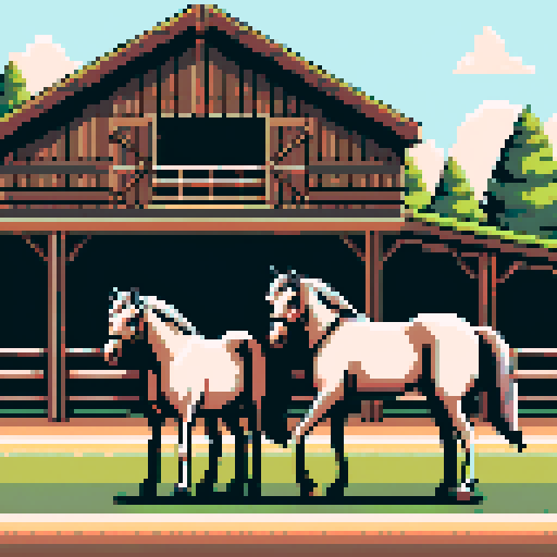 A stable with two horses ready to run at a moment's notice