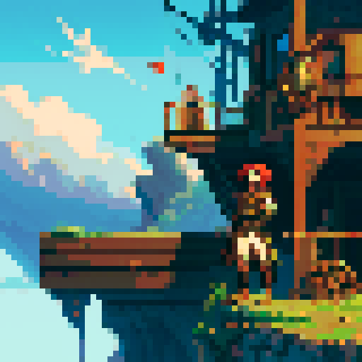 main character sprite with animations. young steampunk airship captain who fights with dual pistols