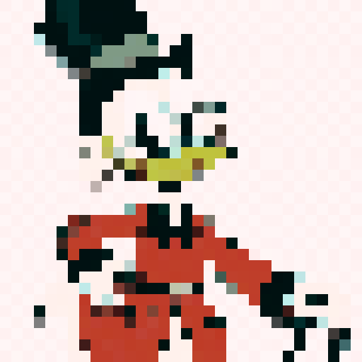 scrooge mcduck, rich and greedy duck, swimming in a sea of gold coins, surrounded by pixelated dollar signs