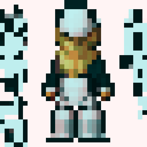 A main character wearing a dark souls style armor