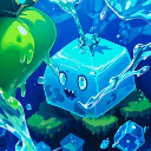 Blue Slime cube, Gelatinous cube, wearing crown