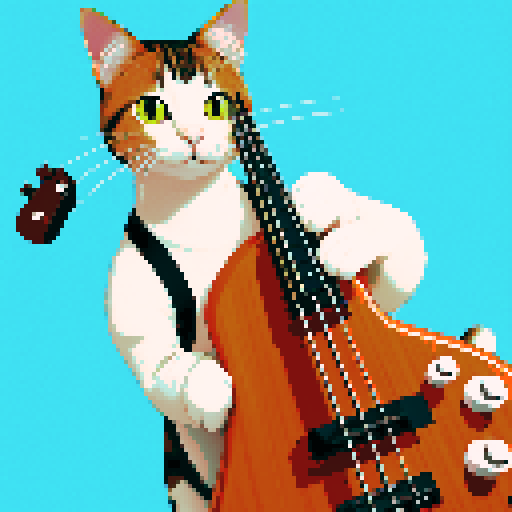 a cat playing the bass, meme style