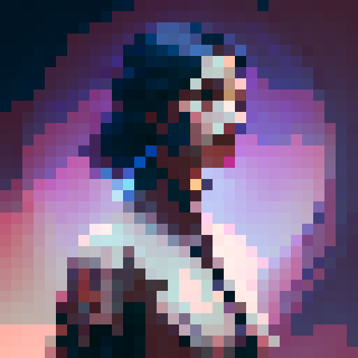 western style, simplified, portrait avatar, woman with shoulder length dark hair, looking at the camera, blue palette, close up
