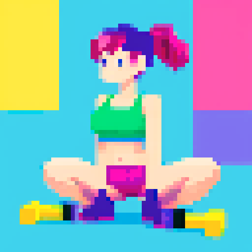 Create a vibrant woman doing gym