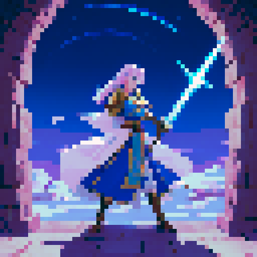 female swordsman, tall and confident, wielding a sword of light, a scene straight out of a captivating fantasy RPG like Phantasy Star