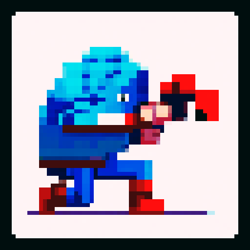 side view, pixel art, Marc Zuckerberg, fighting position, machine learning, magical, sRGB