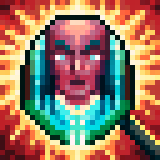 Elevate your skills with a close-up portrait of a game icon in 32x32 pixel art style, featuring vibrant sRGB colors and intricate skill art details.