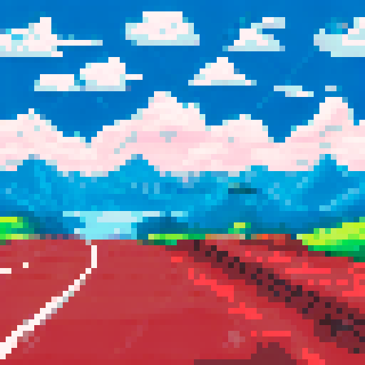 a beach road where there is a water at the bottom of the screen, in the middle you can see the road and on the middle top you can see far buildings. Its gonna be used for a flappy bird game and its gonna be the procedural background so you need to make a 2d background with some perspective effect