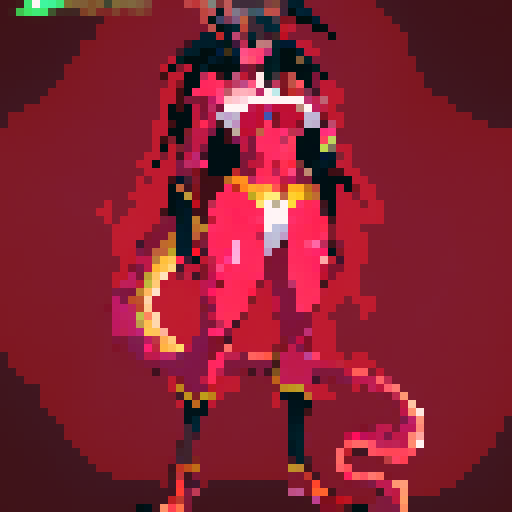 Towering devil girl, scantily clad with a fit physique, barefoot with a long demon tail and spikey black hair, sporting golden demon horns and glowing eyes in a captivating anime style.