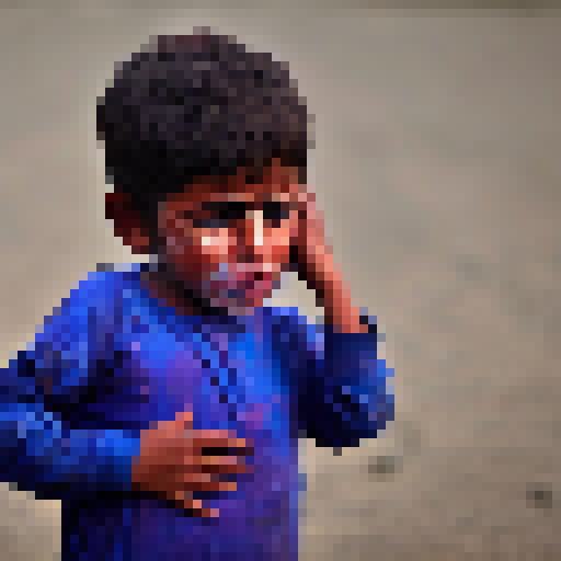 A Yemeni child cries from the impact of the war
