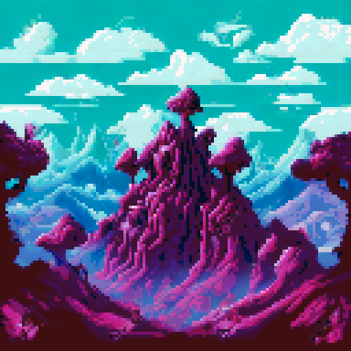 evil fantasy landscape, dead trees on floor, wasteland, jagged rocks, sRGB, pixel art, background, landscape
