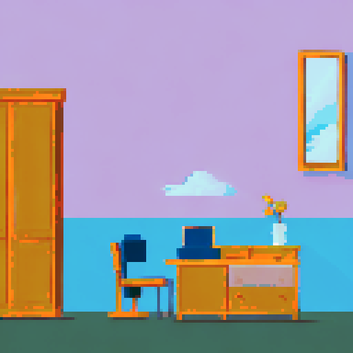 A person painting or drawing something at their desk in their bedroom.