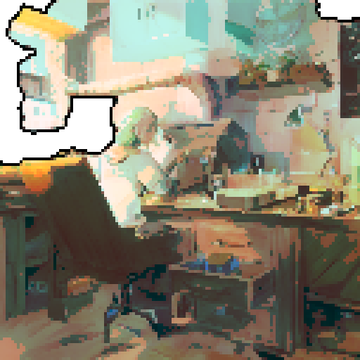 Artist at work in their bedroom