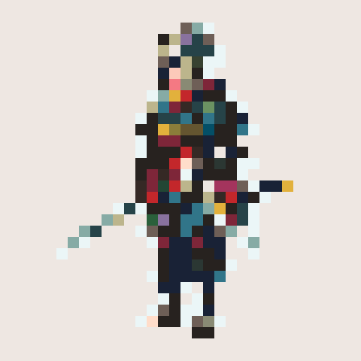 historically accurate muromachi samurai in traditional armor, roguelike rpg full-body sprite