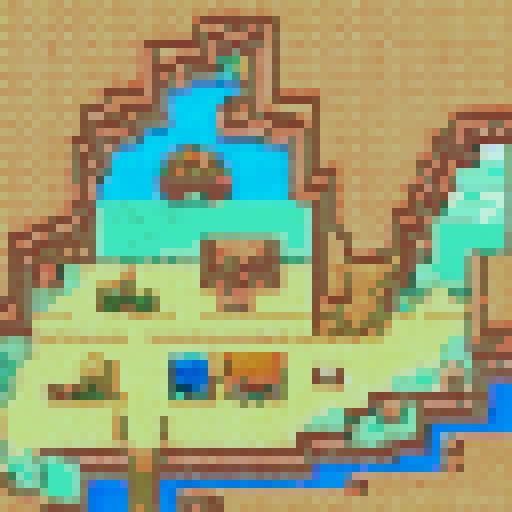 cyan wall with windows and green curtains