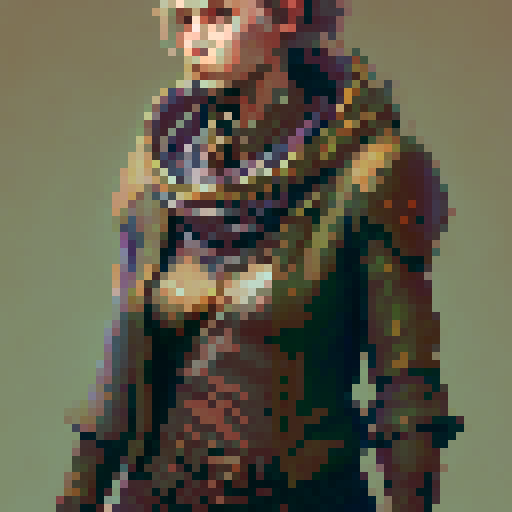 Full body of female celtic druid, side view sprite for platformer game