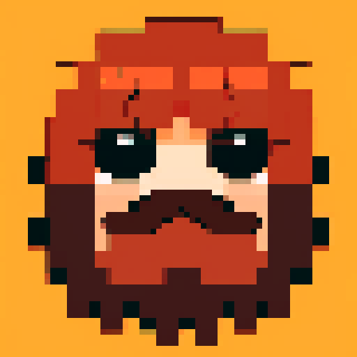 half of a giant copper mustache on a solid color background