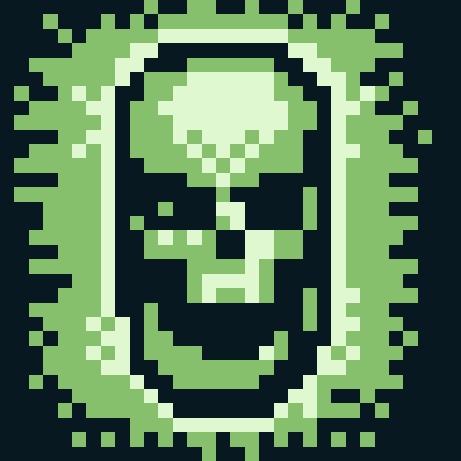 Beer barrel with a skull painted on the side. Gameboy style