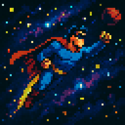 flying through the galaxy super hero